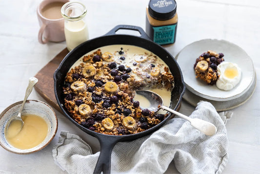 skillet with baked oats