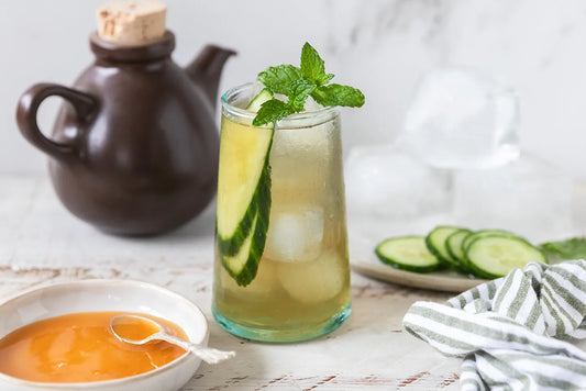 green tea honey and mint drink