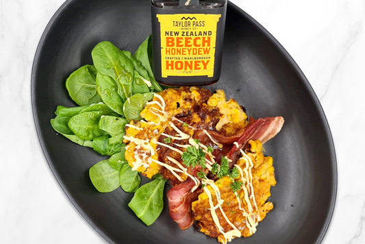 Taylor Pass Honeydew Corn Fritters with Bacon